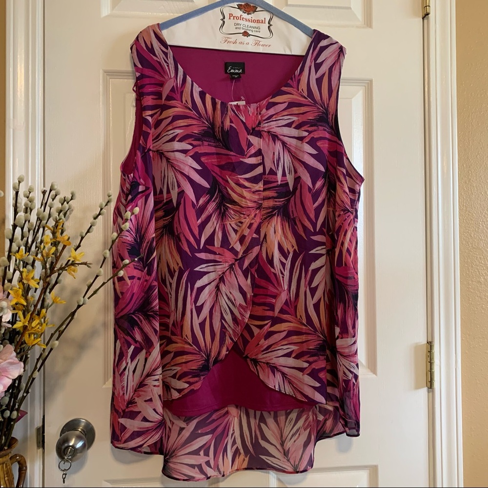 Simply Emma Pink Hi Low sleeveless Sz 2X Tank Top